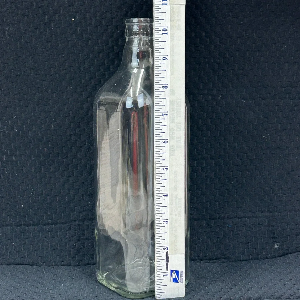 Vintage Clear Glass Square Liquor Oil Bottle 0.750 ml 10.5 Inch‎ DIY Decor
